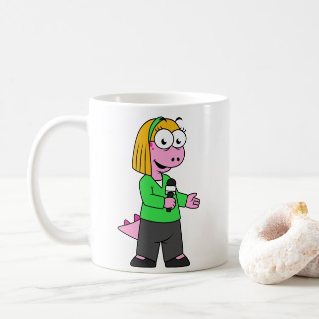 Darstellung eines Allosaurus-Nachrichtenreporters. Kaffeetasse (Mit Donut)