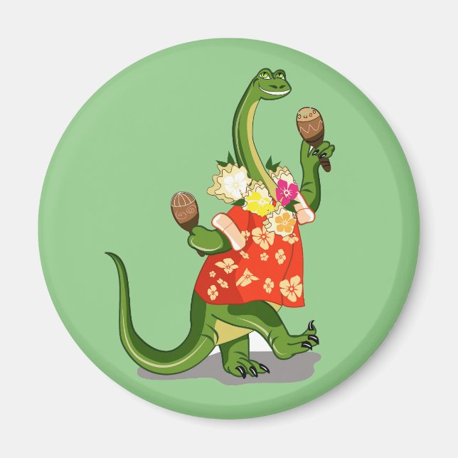 Darstellung eines Brontosaurus, der Maracas spielt Magnet (Vorne)