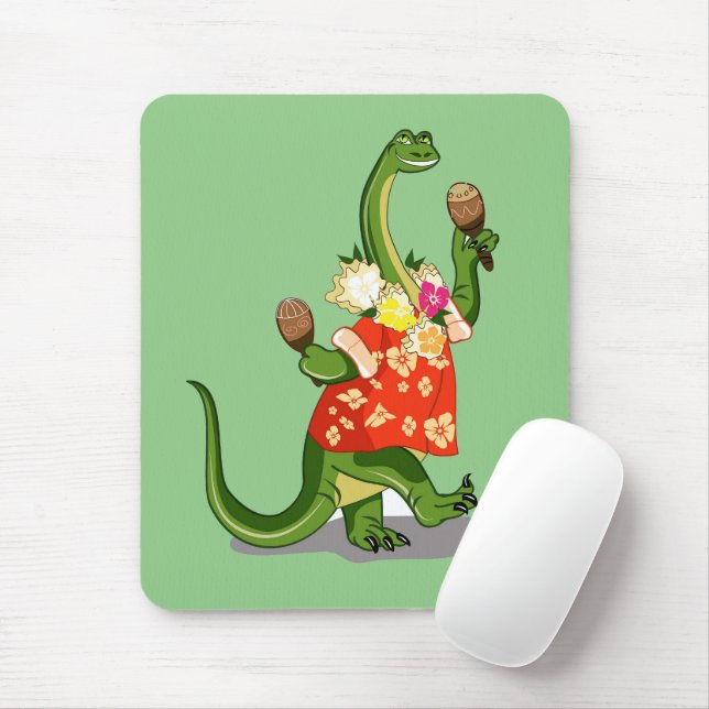 Darstellung eines Brontosaurus, der Maracas spielt Mousepad (Mit Mouse)