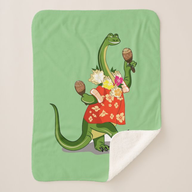 Darstellung eines Brontosaurus, der Maracas spielt Sherpadecke (Vorderseite)
