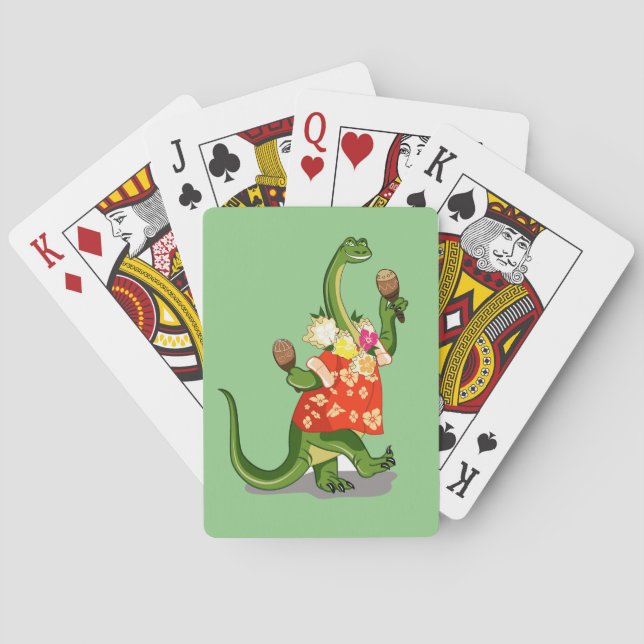 Darstellung eines Brontosaurus, der Maracas spielt Spielkarten (Rückseite)