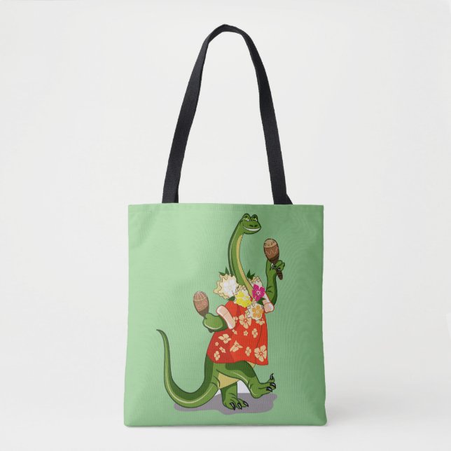 Darstellung eines Brontosaurus, der Maracas spielt Tasche (Vorderseite)