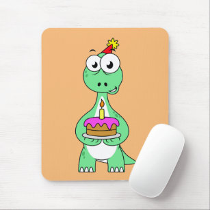 Darstellung eines Brontosaurus mit Geburtstagskuch Mousepad
