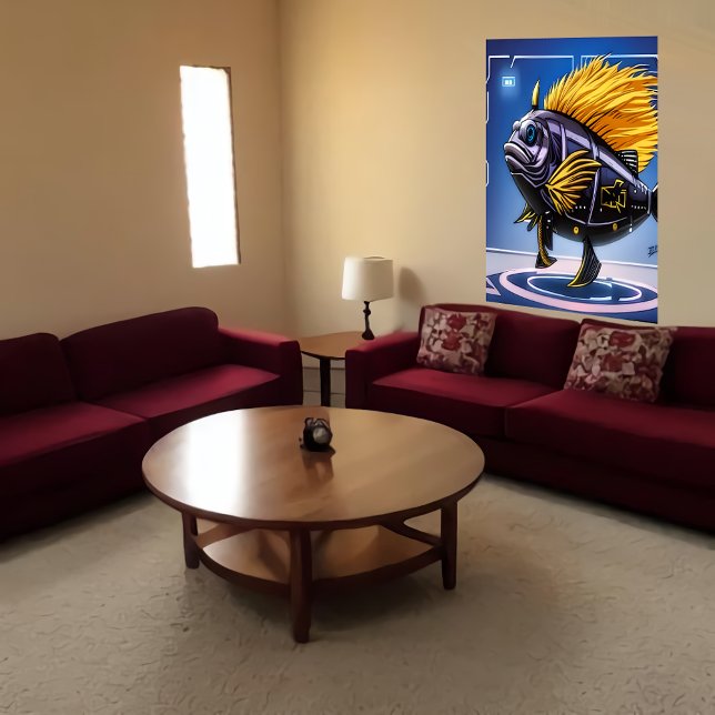 Darstellung eines Fisches in einer Polizeiuniform  Poster (Von Creator hochgeladen)