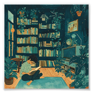 Darstellung eines jungen Mannes, der ein Buch lies Fotodruck