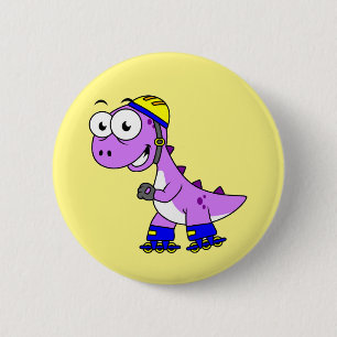 Darstellung eines Skaten Tyrannosaurus Rex. Button