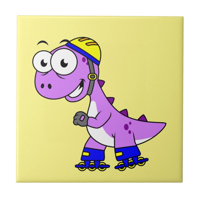 Darstellung eines Skaten Tyrannosaurus Rex. Fliese (Vorderseite)