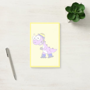 Darstellung eines Skaten Tyrannosaurus Rex. Post-it Klebezettel