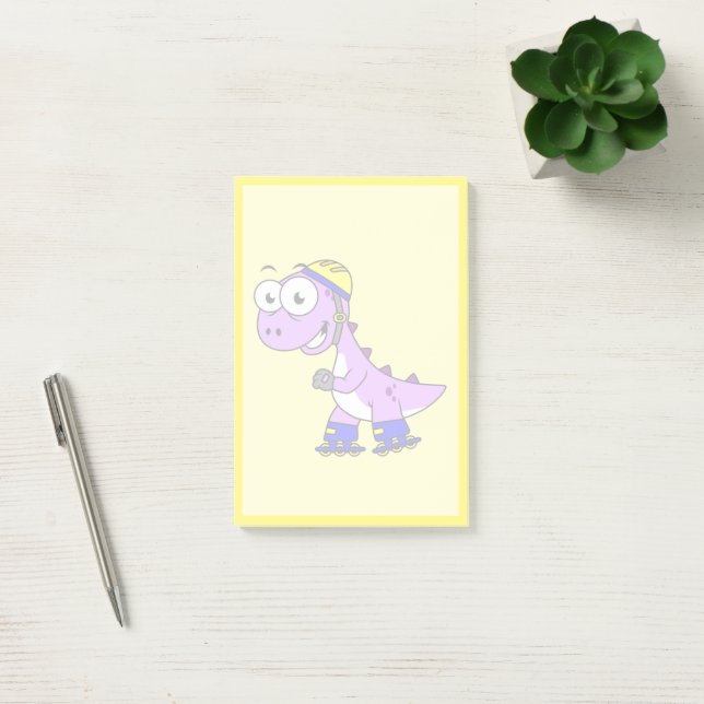 Darstellung eines Skaten Tyrannosaurus Rex. Post-it Klebezettel (Büro)