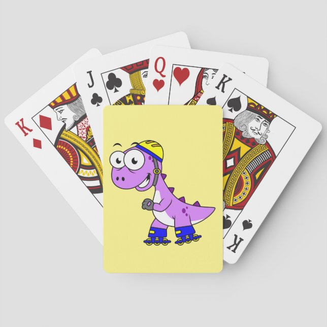 Darstellung eines Skaten Tyrannosaurus Rex. Spielkarten (Rückseite)