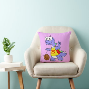 Darstellung eines Stegosaurus, der Basketball spie Kissen