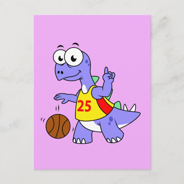Darstellung eines Stegosaurus, der Basketball spie Postkarte (Vorderseite)