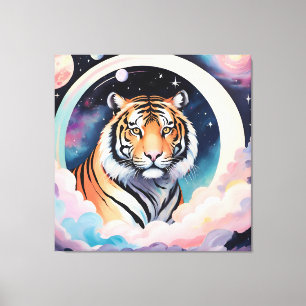 Darstellung eines Tigers im Weltraum Leinwanddruck