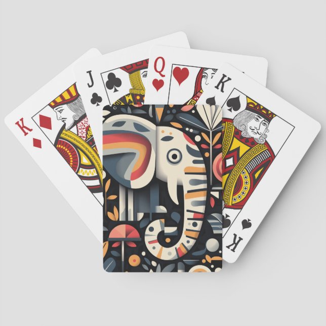 Darstellung geometrischer Elefanten Spielkarten (Rückseite)