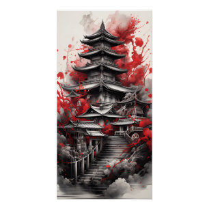 Darstellung traditioneller japanischer Architektur Poster