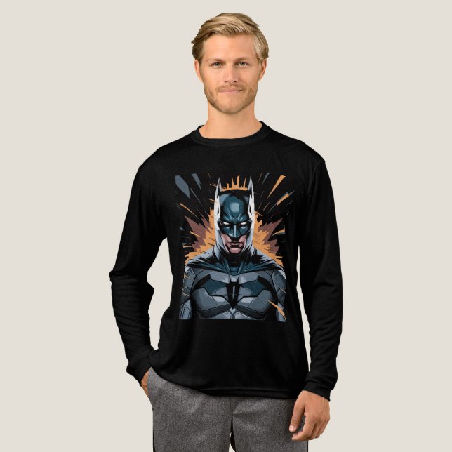 Darstellung von Batman in einer dynamischen Pose Tri-Blend Shirt (Volle Vorderseite)