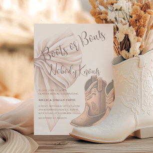 Darstellung von Beige-Stiefeln oder Bows-Aquarelle Einladung