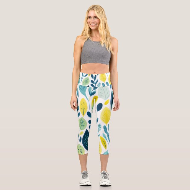 Darstellung von Blattformen und -farben Capri Leggings (Vorderseite)