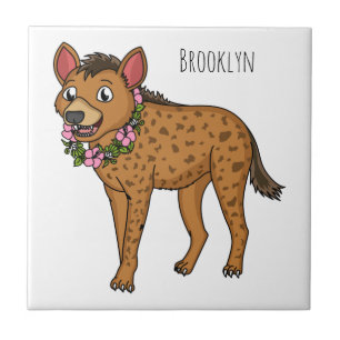 Darstellung von Cartoon in Hyena und Blume Fliese