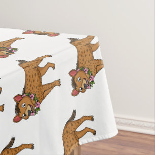 Darstellung von Cartoon in Hyena und Blume Tischdecke