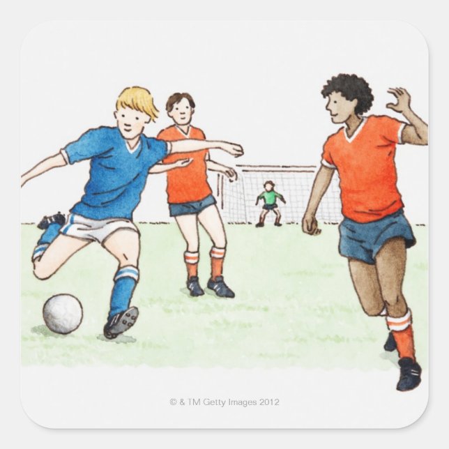 Darstellung von Fußballspielern Quadratischer Aufkleber (Vorderseite)