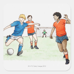 Darstellung von Fußballspielern Quadratischer Aufkleber