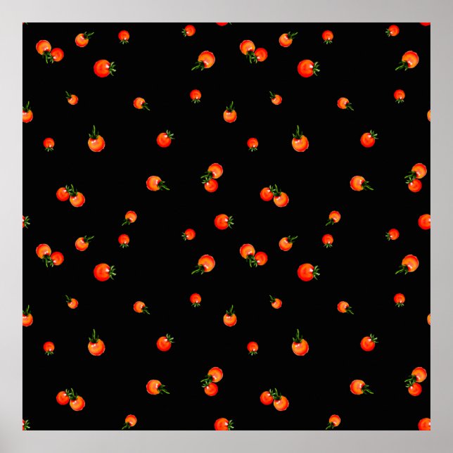 Darstellung von Kirschtomaten. Wasserfarben nahtlo Poster (Vorne)