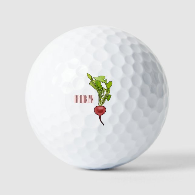 Darstellung von Radieschen-Cartoon Golfball (Vorderseite)