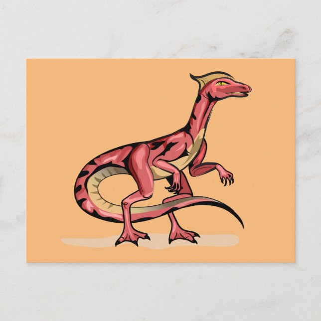Darstellung von Velociraptor. Postkarte (Vorderseite)