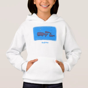 Darstellung von Walen mit niedlicher Wanderung in Hoodie