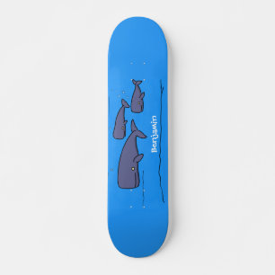 Darstellung von Walen mit niedlicher Wanderung in  Skateboard