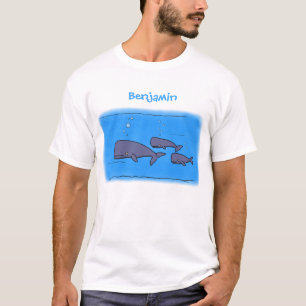 Darstellung von Walen mit niedlicher Wanderung in  T-Shirt