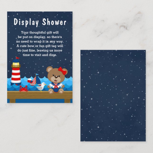 Darstellungsdusche für den Nautical Girl Bear Red  Begleitkarte (Vorne/Hinten)