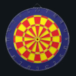 Dart Board: Gelb, Rot und Navy Blau Dartscheibe<br><div class="desc">Game in Gelb, Rot und Navy, blau gefärbtes Dart Board, einschließlich 6 Messingdarts</div>