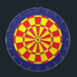 Dart Board: Gelb, Rot und Navy Blau Dartscheibe<br><div class="desc">Game in Gelb,  Rot und Navy,  blau gefärbtes Dart Board,  einschließlich 6 Messingdarts</div>