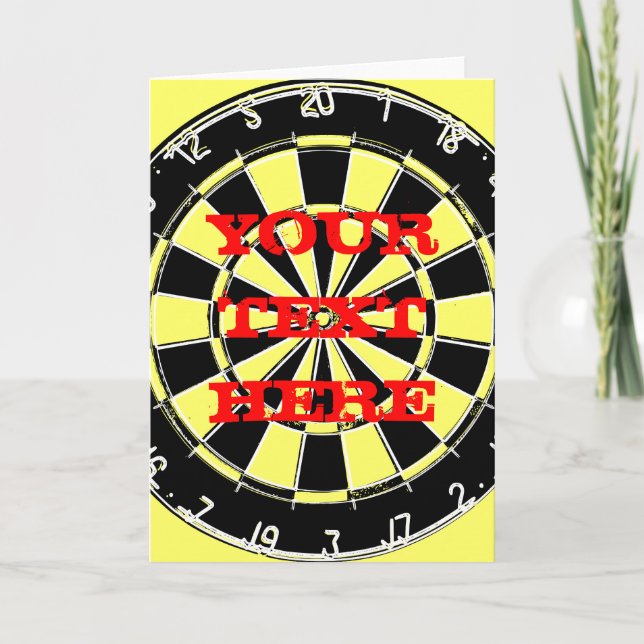 Dart board greeting card with custom text karte (Vorderseite)