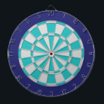 Dart Board: Lichtsilber, Türkis und Marine Dartscheibe<br><div class="desc">Helles Silber,  Türkis und Navy farbiges Dart Board Spiel inklusive 6 Messingdarts</div>