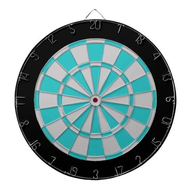 Dart Board: silber grau, türkis und schwarz Dartscheibe (vorne)