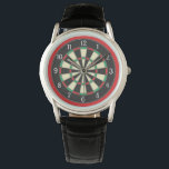 Dart Board Sporty Style Armbanduhr<br><div class="desc">Diese Armbanduhr ist ein cooles Design für diejenigen,  die gerne Darts spielen. Sie ist mit einer Dartboard-Grafik ausgestattet,  die von einem hellen roten Rand umgeben ist.</div>