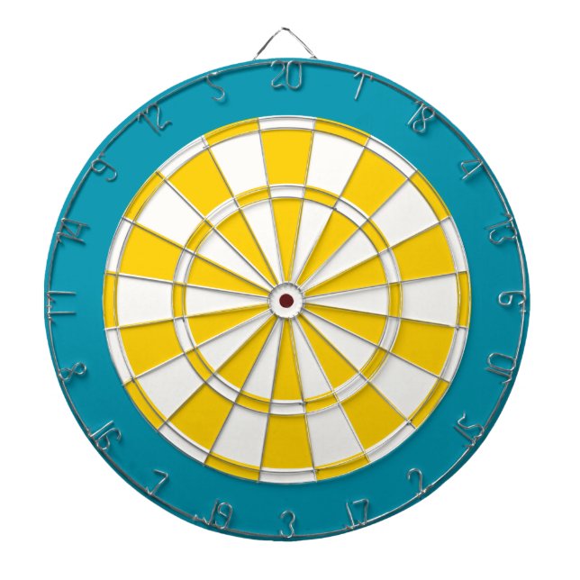 Dart Board: Weiß, goldgelb und Aquamarin Dartscheibe (vorne)