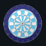 Dart Board: Weiß, leicht blau und Marine Dartscheibe<br><div class="desc">Weißes,  hellblaues und navy-farbenes Dart-Board-Spiel mit 6 Messingdarts</div>