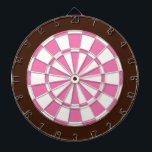 Dart Board: weiß, rosa und braun Dartscheibe<br><div class="desc">Weiß, rosa und braun gefärbtes Dart Board Spiel inklusive 6 Messingdarts</div>