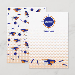 Dart Gun Battle War Boys Target Pattern Kids Dankeskarte
