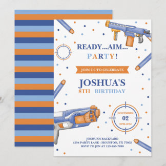 Dart Gun Birthday Einladung