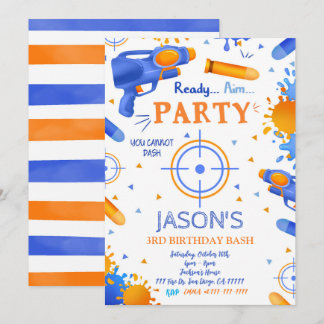 Dart Gun Birthday Einladungen