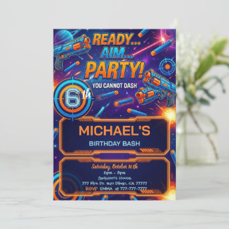 Dart Gun Birthday Invitation Einladung