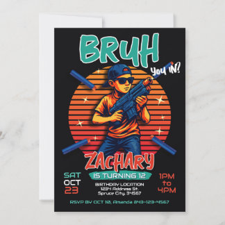 Dart Gun Birthday Party Einladung