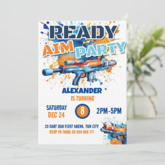 Dart Gun Party Boy Birthday Camouflage Einladung