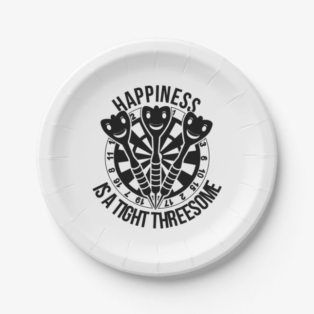 Dart Happiness ist eine knappe Drohung Pappteller (Vorderseite)
