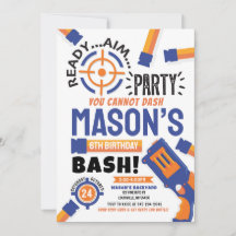 Dart Party Anniversaire Invitation Dart Gun Invita